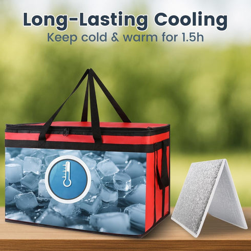 Frozen Commercial Cooler Insulated Food Delivery Bag & Drink Carrier with Hard Bottom, XXX-Large Grocery Catering