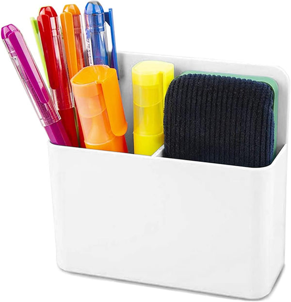 Magnetic Dry Erase Marker Holder - Magnetic Pen Holder for Fridge, Whiteboard, Locker, 1 Pack, White