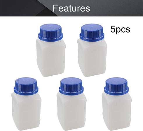 Othmro 5pcs Plastic Lab Chemical Reagent Bottles, 250ml/8.5oz Wide Mouth Liquid/Solid Storage, Blue