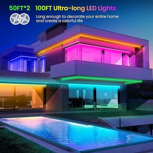 30 5050 12V GUPUP LED Strip Lights ft, LED Lights for Bedroom RGB Color Changing Rope Lighting with Remote Tape