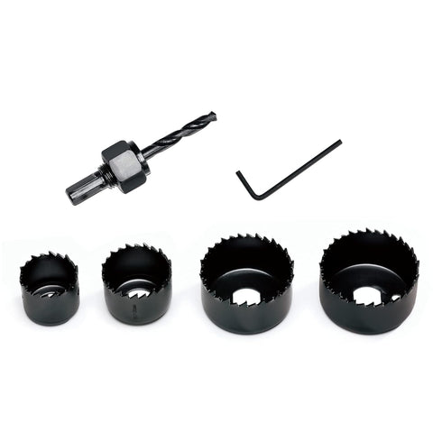 KATA 6PCS Hole Saw Kit 1-1/4" to 2-1/8"(32-54mm) with Mandrels and Hex Key in Case for Soft Wood, PVC Board, Plywood