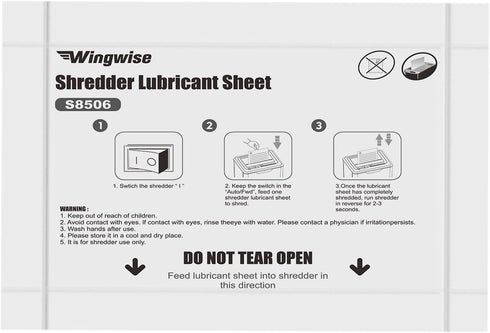 Wingwise 24-Pack 8.5 6 Inches, Shredder Lubricant Sheets, x Sharpens Blades & Prevents Jams, Mess-Free Maintenance
