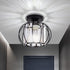 Industrial Black Semi Flush Mount Ceiling Light Fixture, Modern Close to Ceiling Light, Crystal Chandeliers Fixtures