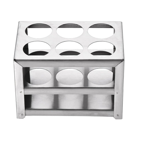 YOKIVE 3 Layers 304 Stainless Steel Test Tube Rack Holder for 26-30mm Lab Test Tube, Silver, 6-Sockets