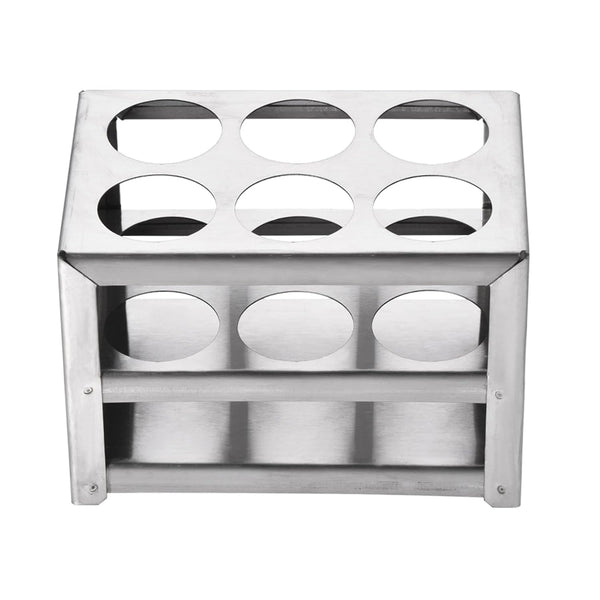 YOKIVE 3 Layers 304 Stainless Steel Test Tube Rack Holder for 26-30mm Lab Test Tube, Silver, 6-Sockets