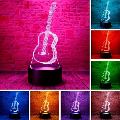 3D 7 Dependable Industries inc. Essentials Rock & Roll Guitar LED Light Color Changing Table Lamp Night Light