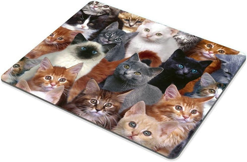 Smooffly Gaming Mouse Pad Custom Design, Cats Galore White Black Brown Cat Personality Gaming Mouse Pad