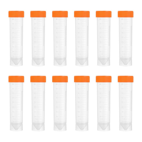 PATIKIL 50ML Plastic Centrifuge Tubes, 25 Pcs Orange Test Tube Container with Leak-Proof Screw Caps for Laboratory