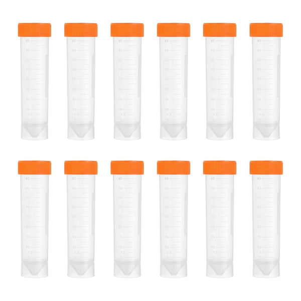PATIKIL 50ML Plastic Centrifuge Tubes, 25 Pcs Orange Test Tube Container with Leak-Proof Screw Caps for Laboratory