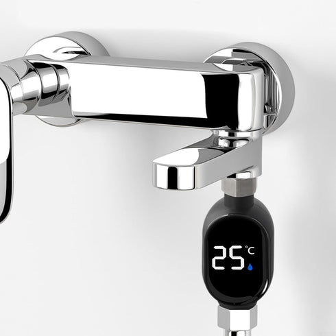 Drawup 0-99C 304 Smart Digital Display Shower Thermometer with Color-Coded Temperature Indicator, Range, Stainless