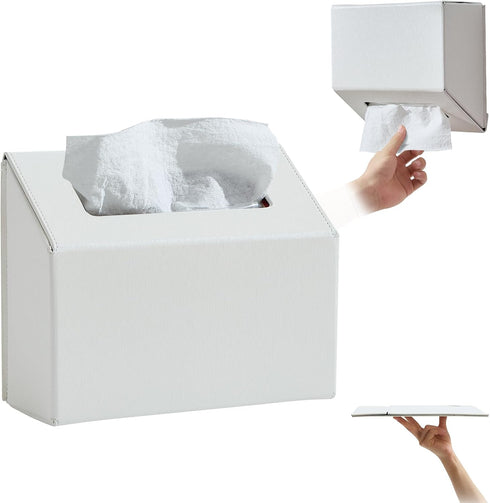 Hand Towel Box Cover Holder, No Drill Installation & Damage-Free Adhesive Backing