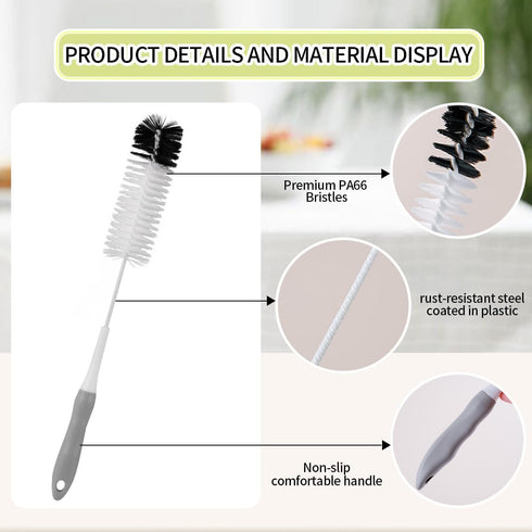 Set Bottle Cleaner Brush - Long Handle Bottle Brushes for Cleaning Narrow Neck Bottles, Beer, Wine, Baby Bottle, Pipes
