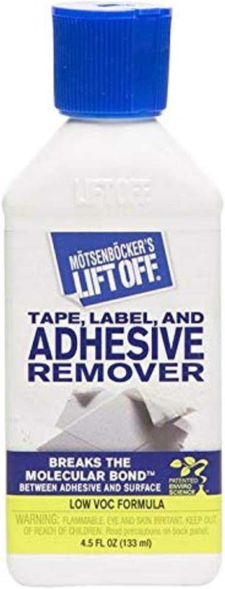 Motsenbocker’s Lift Off 40745 4.5-Ounce Tape, Label, and Adhesive Remover Spray Safely Removes Stickers, Glue, Decals, Sticky Residues and More from Vehicles, Furniture, Tile, Wood, and More