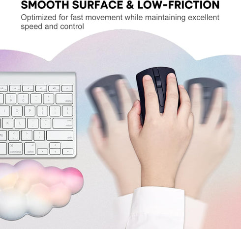 JIKIOU Set, 35.4x15.7in Large Cloud Mouse Pad Waterproof with Cloud Keyboard Wrist Pad and Cloud Mouse Wrist Pad