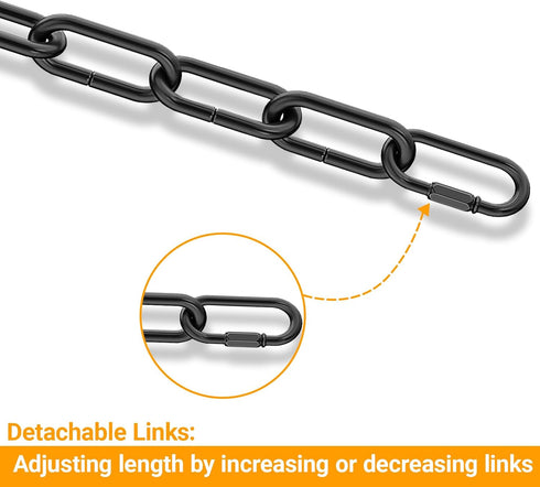 6 2 66 LOUSACE Feet Industrial Black Light Fixture Chain, Adjustable Metal Pendant Chandelier Hanging Chain Extension