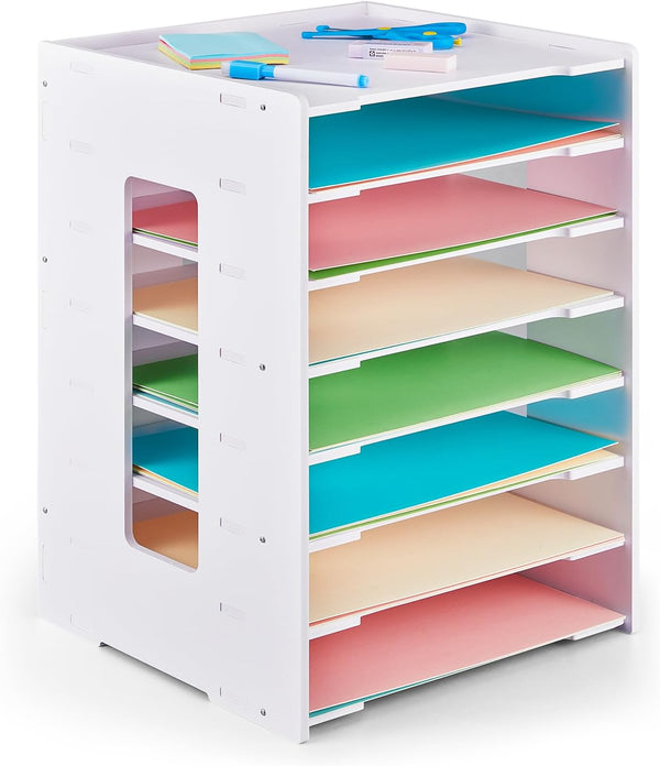 Juexica 8 Tier Scrapbook Paper Organizer, 12 x 12 Stackable Paper Trays for Home Office Decorations