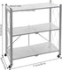Oiveinya Cart,3-Tier Foldable Storage Rolling Portable Utility Service Cart with Wheels Folding Metal Cart Organizer