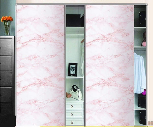 practicalWs 15.7in x 236.2in Self-Adhesive White/Pink Marble Wallpaper, Removable Decor for Countertops