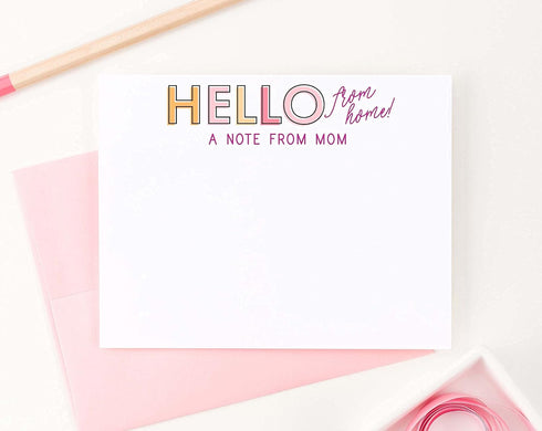Notes From Mom and Dad Camp Stationary, Notes From Home Personalized Flat Note Cards for Mom, Cute Camp Stationery