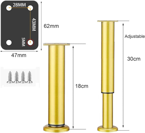 HJYCLFAZU Pack 4 of Furniture feet, Adjustable Table Legs, Cabinet Base Replacement Support feet for Sofa, Bed, Bedside