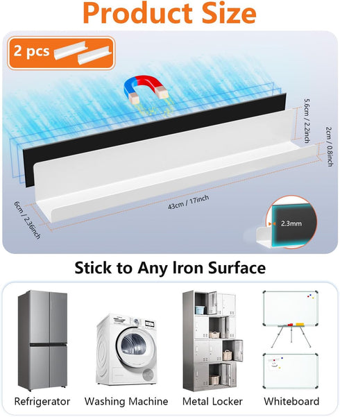 HDLDYDD 2-Pack 17 Inch 12.5 lbs, Magnetic Book Shelf for Whiteboard - Reusable Metal Magnetic Shelves, Holds Magnetic