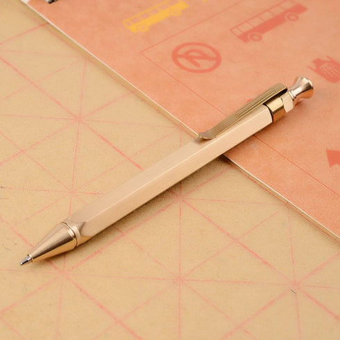 Six-Edge Solid Brass Pen, Sign Pen Ballpoint Pen with Clip