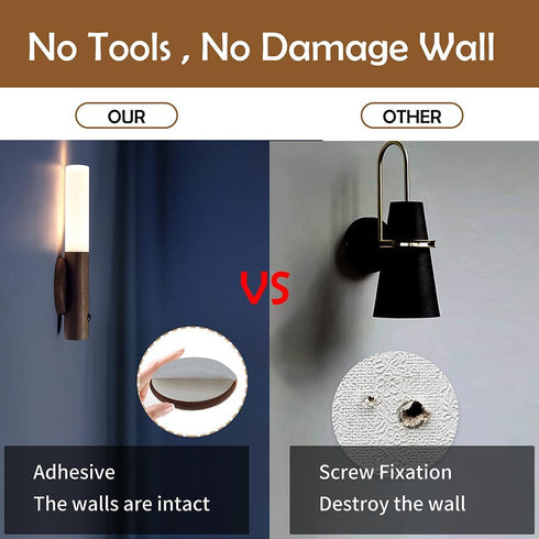 1PC) LANDGOO Wooden Motion Sensor Night Lights Magnet Body Sensor Hallway Night Lights Rechargeable Led Light Portable