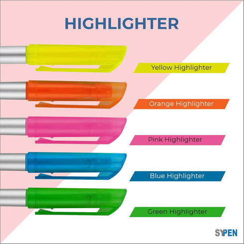 Stylus Ballpoint Pen with Highlighter Tips, 3 in 1 Combo Stylus for Touchscreens, Pack of 5