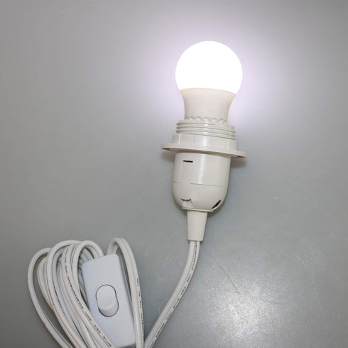 Lightingsky 15 E26 E27 Bulb 2-Prong (2, White-2 Pack) Feet Hanging Light Cord / Light Socket to US AC Power Cord