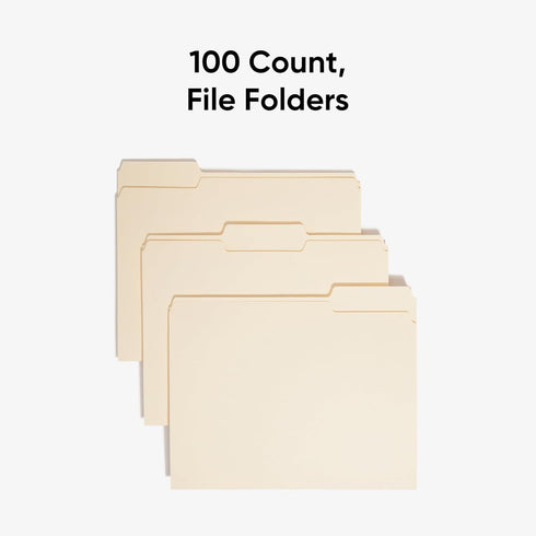 File Folder, 1/3-Cut Tab, Assorted Positions, Letter Size, Manila by Smead, 100 per Box (10330)