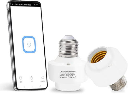 QIACHIP Smart WiFi Bulb Socket E26 E27 Light Bulb Adapter,Wireless Smart 2.4G