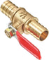 uxcell Ball Valve Shut-off Valve, 12mm Hose Barb to Hose Barb, 180 Degree Handle, Brass Valve, Pack of 1