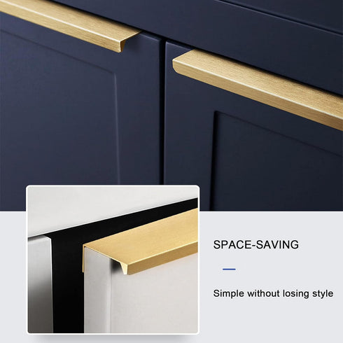 KGUDYS 2 Table,4 pcs,250mm/9.8in Golden Invisible Pull Handles,Aluminium Finger Edge Pull Handle,Concealed Cabinet