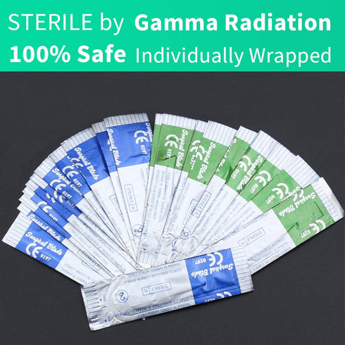 30 Pieces Scalpel Sterile Blades #10 with 2 Pack #3 Metal Scalpel Knife Handle & Storage Case for Biology Lab