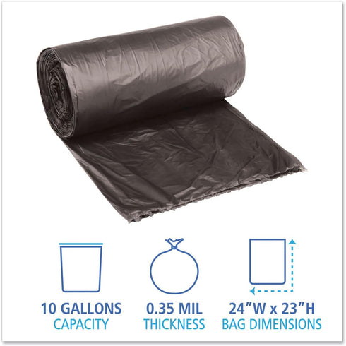 BlueDogSupplies 6-10 500 Count, 0.35 Commercial Gallon Trash Bags Black, Sturdy Mil Garbage Bags, Low-Density Waste