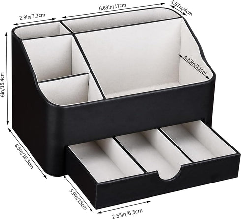 KINGFOM Desk Organizer with Drawer, Multifunction Pencil Holder for Desk, 5 Compartments Desk Organizer and Accessories