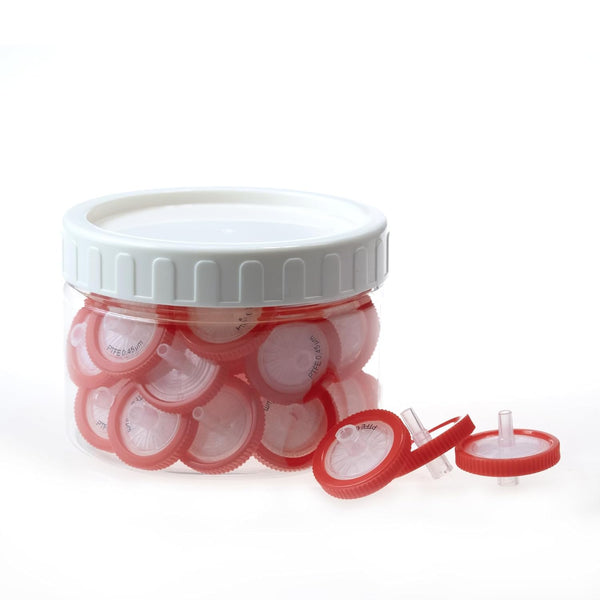 30 Pack PTFE Syringe Filters, Lab Filters with 0.45 um Pore Size, 25 mm Diameter