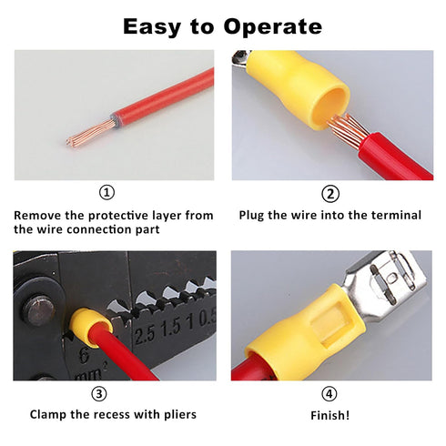 100Pcs Quick Disconnects Vinyl Insulated Female Spade Wire Connectors, 12-10AWG Electrical Crimp Terminal