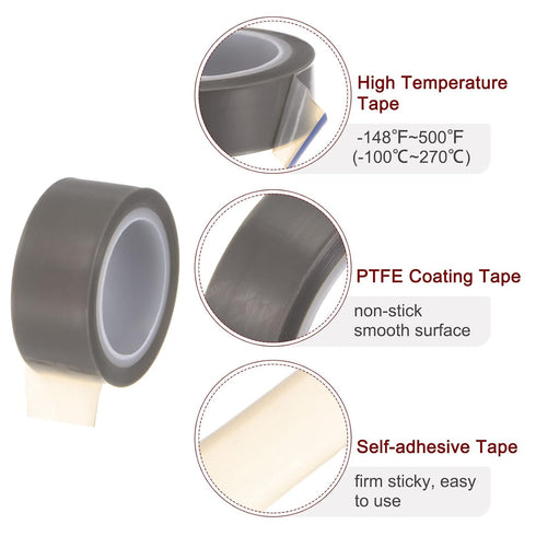 PTFE Film Tape Roll, 0.8" x 33 ft, High Temperature Tape, 0.06mm Thickness with Single Side Adhesive for Vacuum Sealer