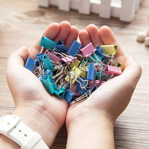 Small Colorful Binder Clips, 1 inch Length, for Office (64 Pcs)