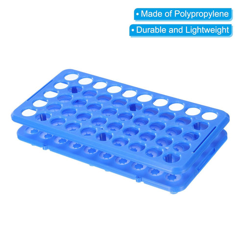 PATIKIL 50 Wells Tube Rack, 1 Pcs Vial Rack for Microcentrifuge Tubes, Blue