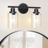 Unicozin 2 E26 (Bulbs Light Vanity Lights, Black Wall Sconce Light with Clear Glass, Bathroom Light Fixtures, Wall