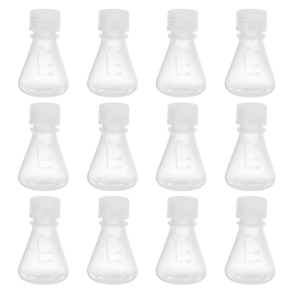 PATIKIL 12 Pcs Erlenmeyer Flask, 25ml Narrow Mouth Graduated Flasks with Screw Cap for Lab Chemistry Study