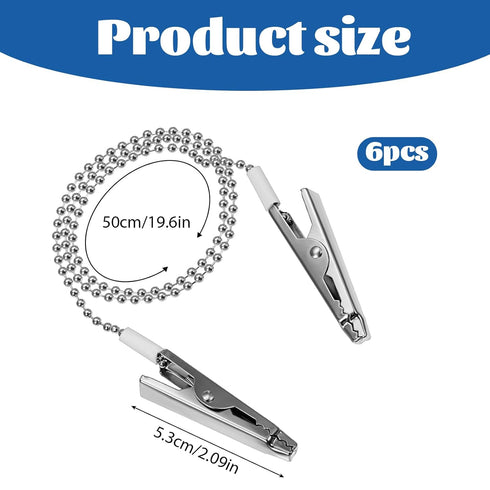 QFGasre 6pcs Dental Bib Clips Bib Holder Dental Napkin Clip Metal Napkin Clip Chain Hands Free Alligator Clamps Neck