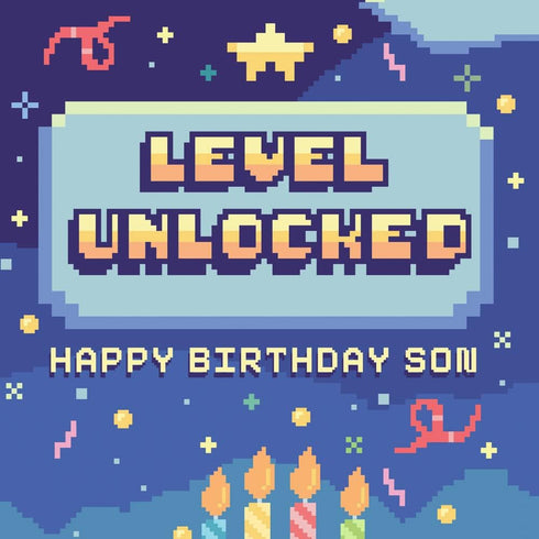 Prime Greetings Birthday Card for Son, Video Game Theme, Made in America, Eco-Friendly, Thick Card Stock with Premium