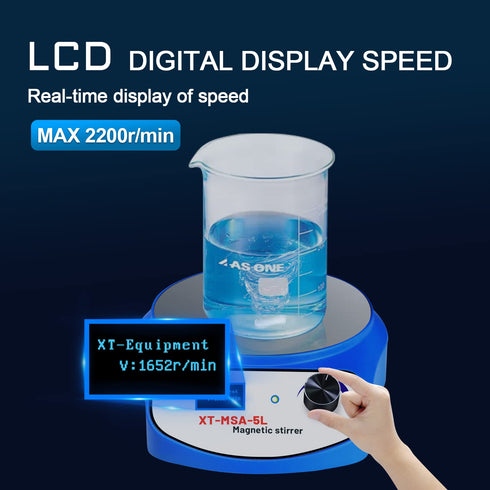 5000ml LED Digital Magnetic Stirrer, Stainless Steel Mixer with Stir Bar for Sauces, Yeast Starters, Lab (No Heating)