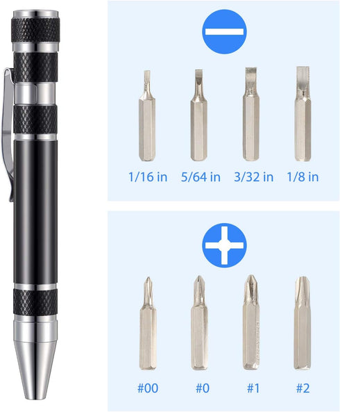 Mudder Pen Screwdriver Gifts, 8 in 1 Magnetic Pocket Multitool for Mini Gadgets Repair