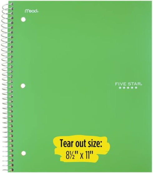 Five Star Wirebound Notebook - 1-Subject, 100 College-Ruled Sheets, 11 x 8.5 Inch Teal (72051)