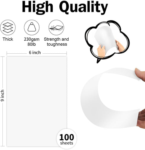 6x9 80lb 100 Pack White Large Index Cards Cardstock, Goefun Thick Printer Paper, Big Notecards Blank for Menus, Party