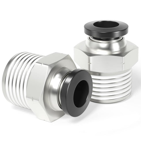 TAILONZ PNEUMATIC Male Straight 1/4 Inch Tube OD x 1/2 Inch NPT Thread Push to Connect Fittings (Pack of 10)
